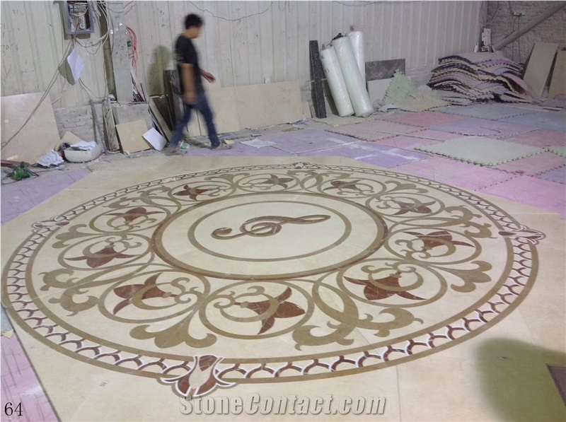 European Parquet Floor Tile Waterjet Medallions