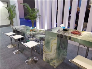 Green Wave Marble Pilbara Bar Table Top