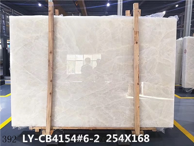Ice Flake Jade White Onyx Slabs Wall Panels Tiles