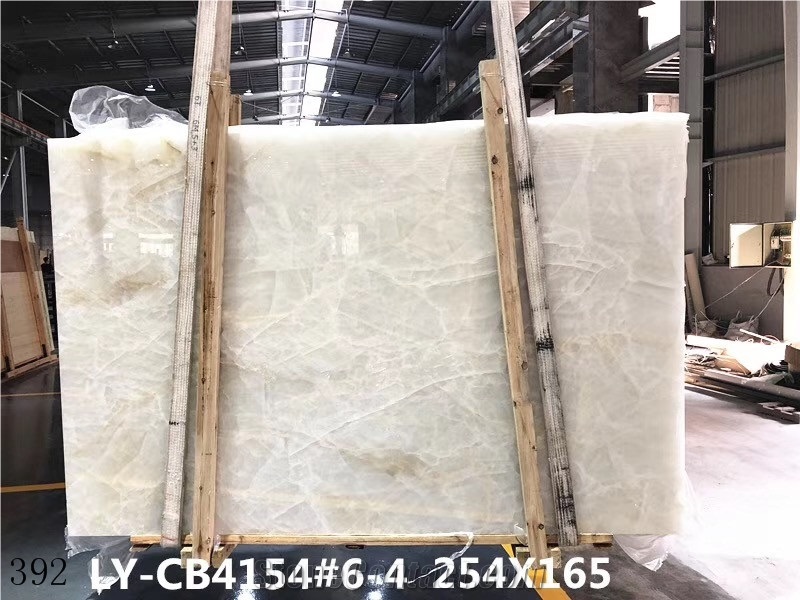 Ice Flake Jade White Onyx Slabs Wall Panels Tiles