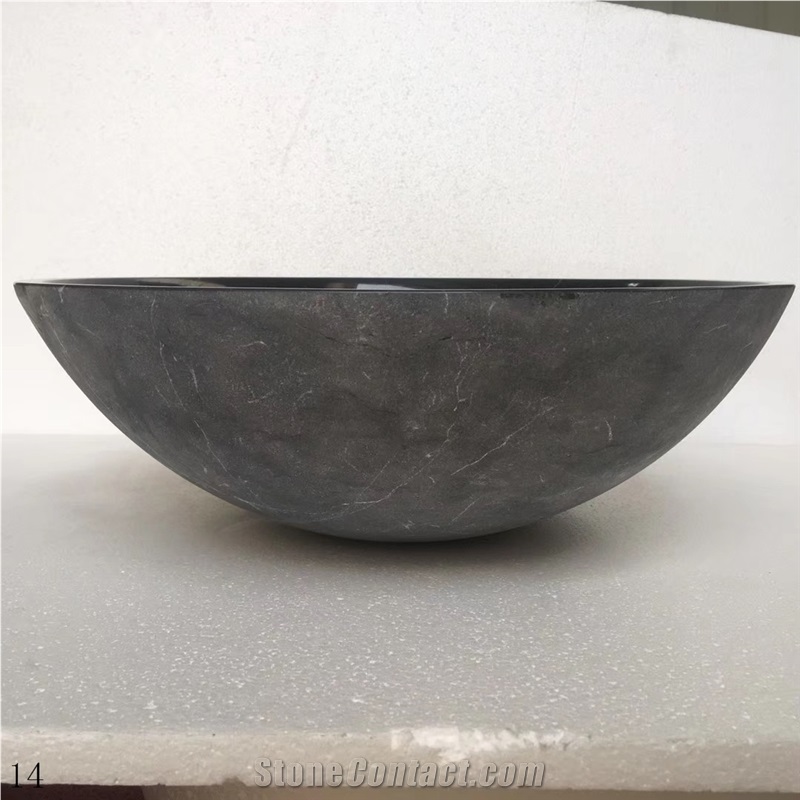Nero Marquina Black Stone Round Basin for Bathroom