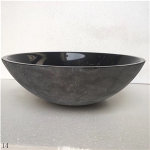 Nero Marquina Black Stone Round Basin for Bathroom