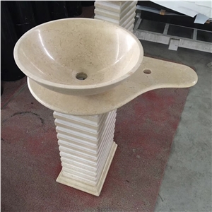 One-Piece Lavatory Bowls Floor-Style Marble Sinks