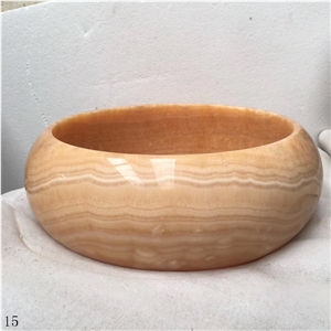 Onice Di Sicilia Yellow Onyx Round Bathroom Sink