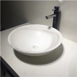 Panda White Marble Stone Hotel Bathroom Sink Bowl