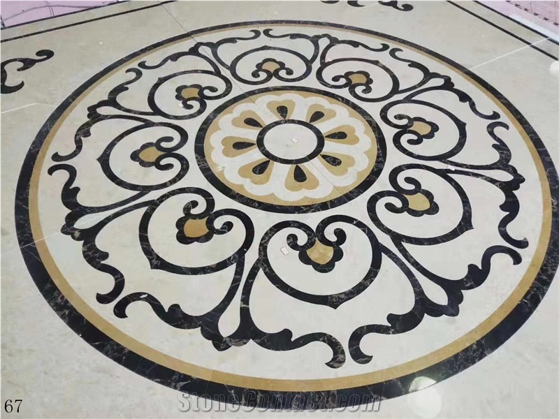 Round Rectangular Stone Waterjet Medallion Tiles