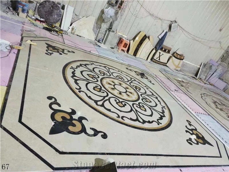 Round Rectangular Stone Waterjet Medallion Tiles