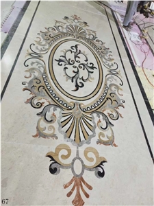 Round Rectangular Stone Waterjet Medallion Tiles