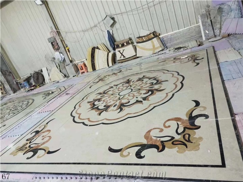 Round Rectangular Stone Waterjet Medallion Tiles