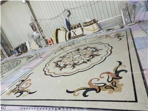 Round Rectangular Stone Waterjet Medallion Tiles