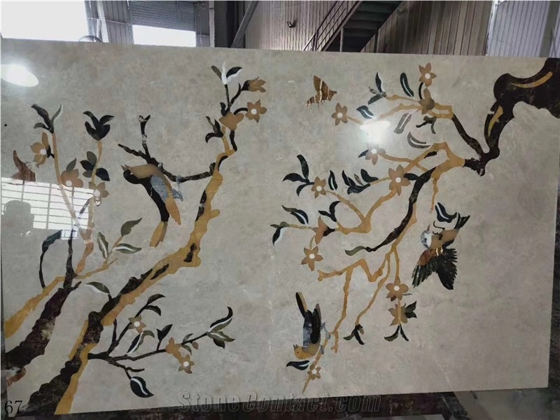 Round Rectangular Stone Waterjet Medallion Tiles