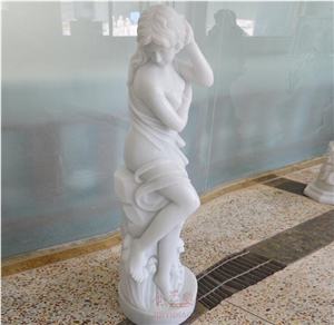 Sea Daughter Statue White Marble 120cm Sculptures
