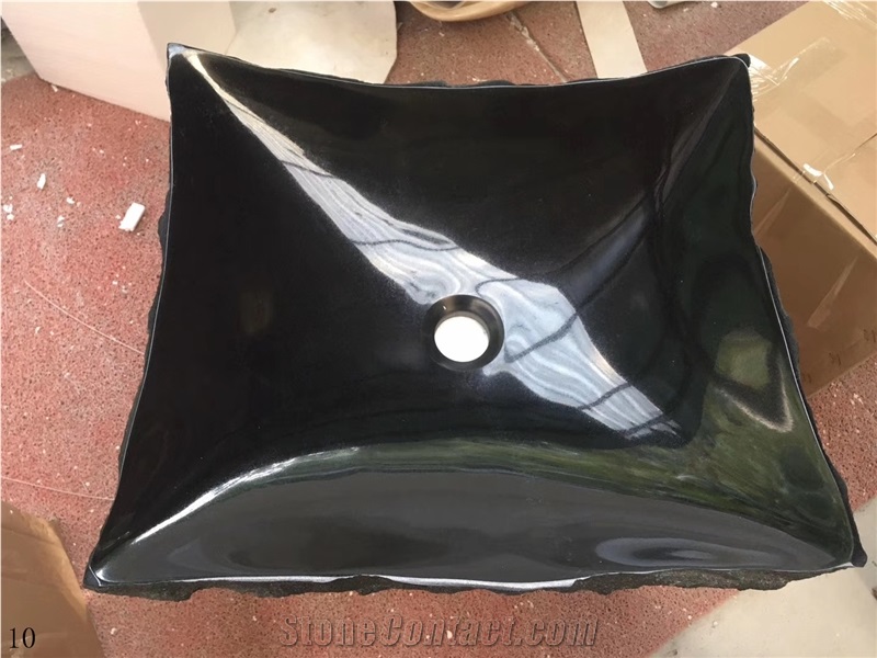 Shanxi Black Granite Square Wash Bathroom Basin