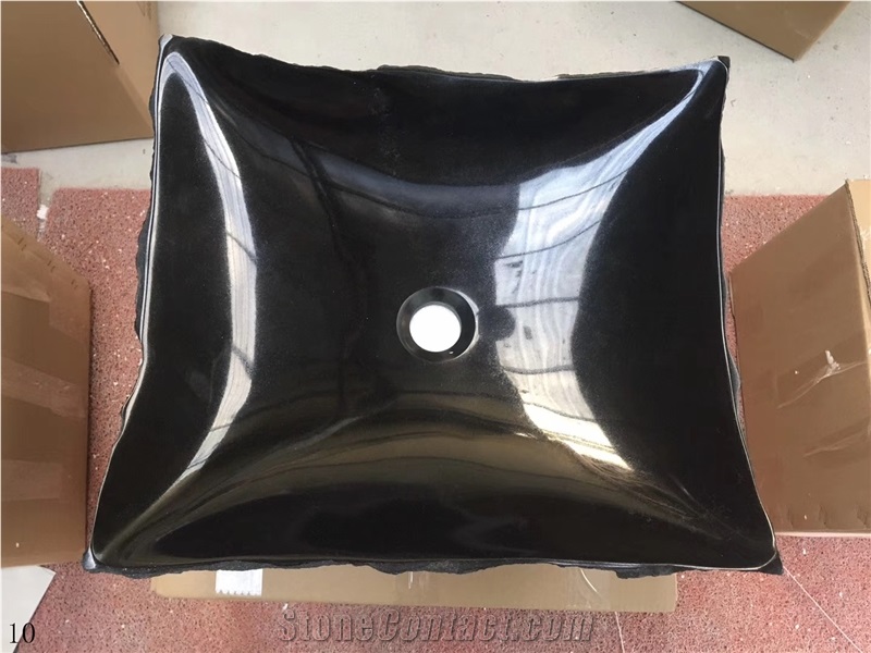 Shanxi Black Granite Square Wash Bathroom Basin