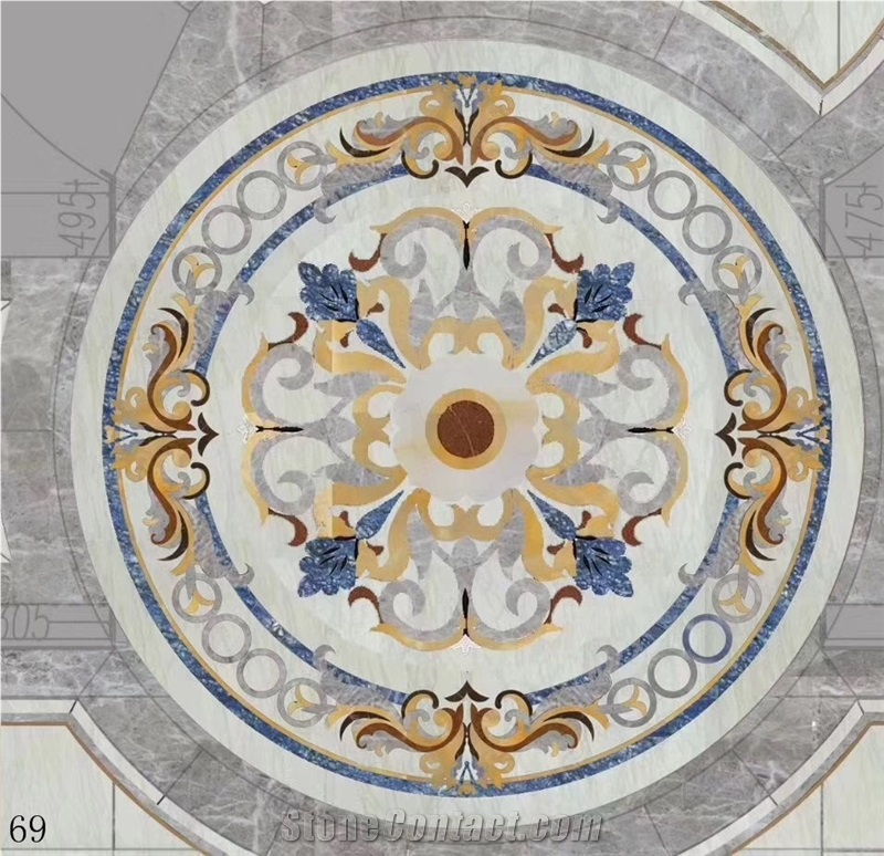 Square Water-Jet Medallions Mosaic Flooring Tiles