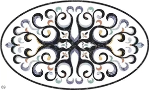 Square Water-Jet Medallions Mosaic Flooring Tiles