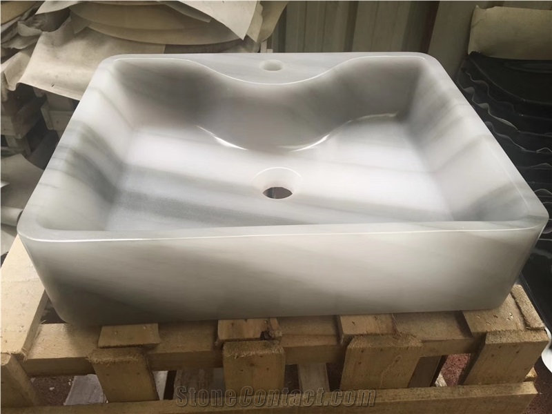 Straight Grain Jade Wood Square Bowls Onyx Sinks