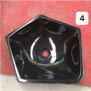 Tobaru Ishi Black Polished Outdoor Polygon Sinks