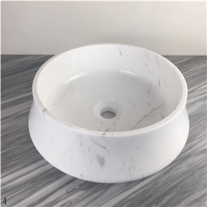 Volakas Venus White Marble Wash Round Basin Sink