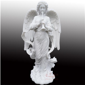 China White Marble Music Angel Garden Human Carving