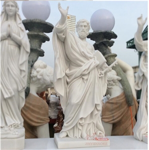 White Marble Statue Saint Peter Carving Craft