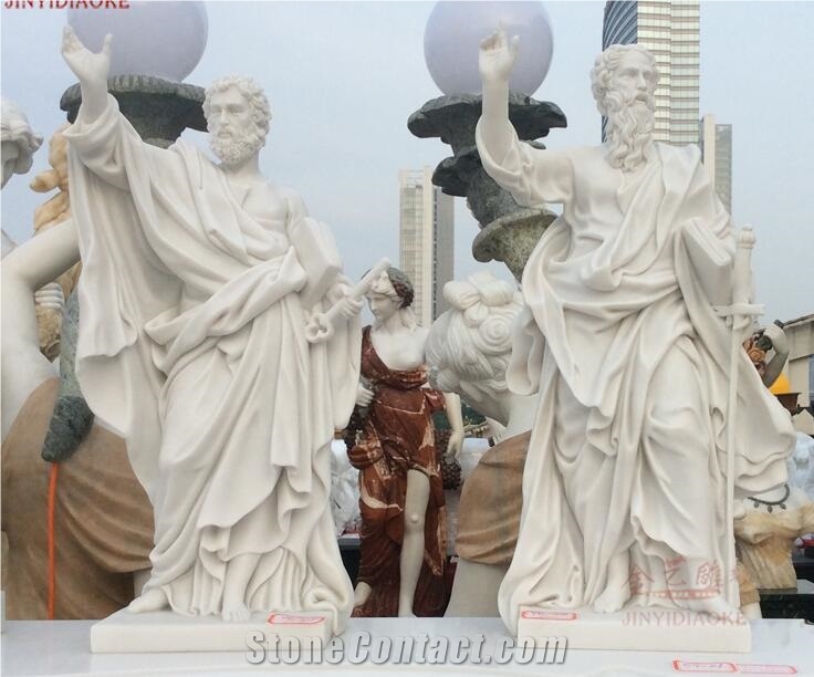 White Marble Statue Saint Peter Carving Craft
