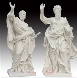 White Marble Statue Saint Peter Carving Craft
