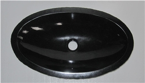 New Polished Black Marble Vessel Sinks and Basins