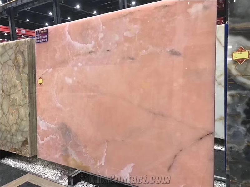 Pink Onyx Jade Stone Tiles for Workbench
