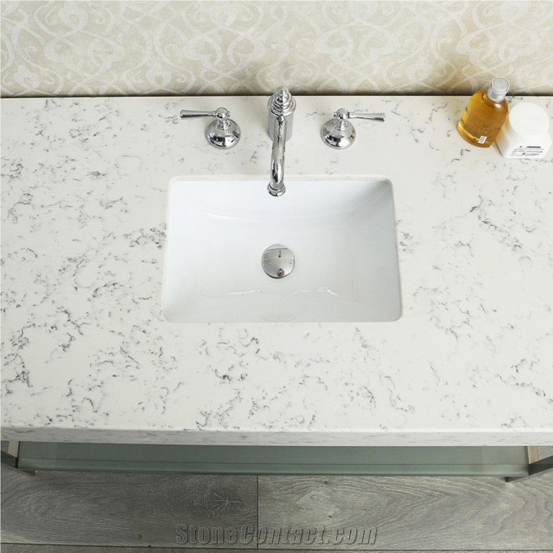 Artificial Bianco Carrara White Quartz Bath Tops