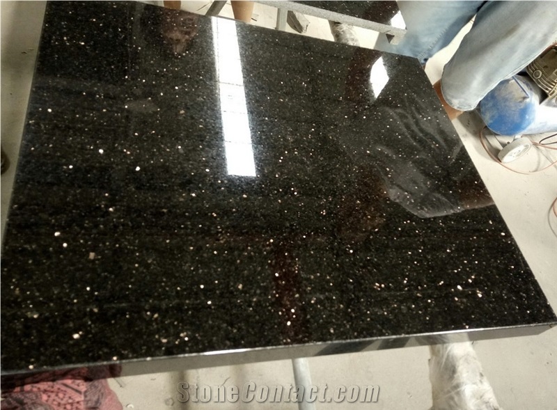 Indian Polished Black Galaxy Granite Countertop