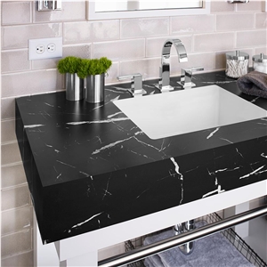 Nero Marquina Marble Bath Design Custom Vanity Top