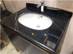 Nero Marquina Marble Bath Design Custom Vanity Top