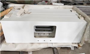 Pure White Recycled Glass Quartz Stone Bath Tops