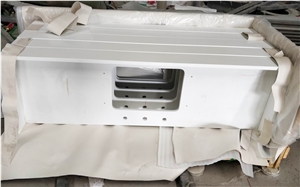 Pure White Recycled Glass Quartz Stone Bath Tops