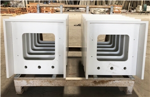 Pure White Recycled Glass Quartz Stone Bath Tops