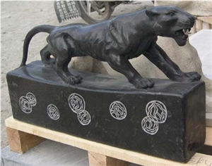 Black Granite Natural Stone Leopard Sculptures