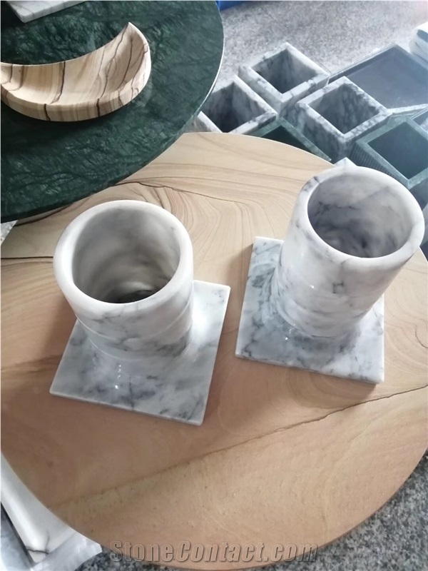 Office Decor Pencil Vase Design Natural Marble