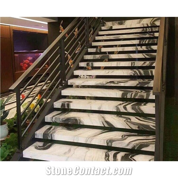 Polished Panda White Marble Step