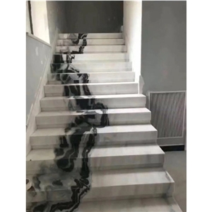 Polished Panda White Marble Step