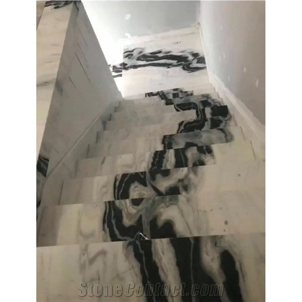 Polished Panda White Marble Step
