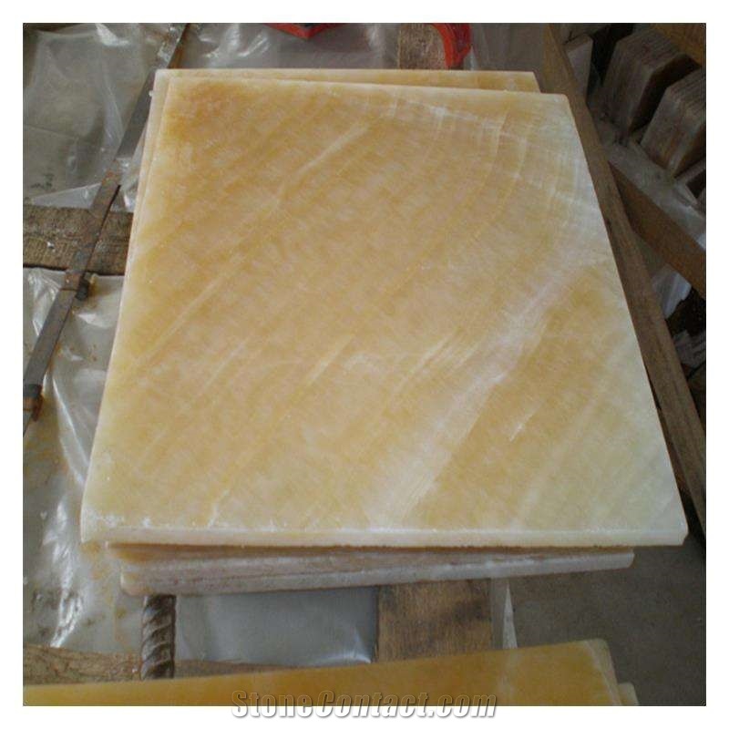 Transparent Yellow Onyx Tiles Slabs for Background