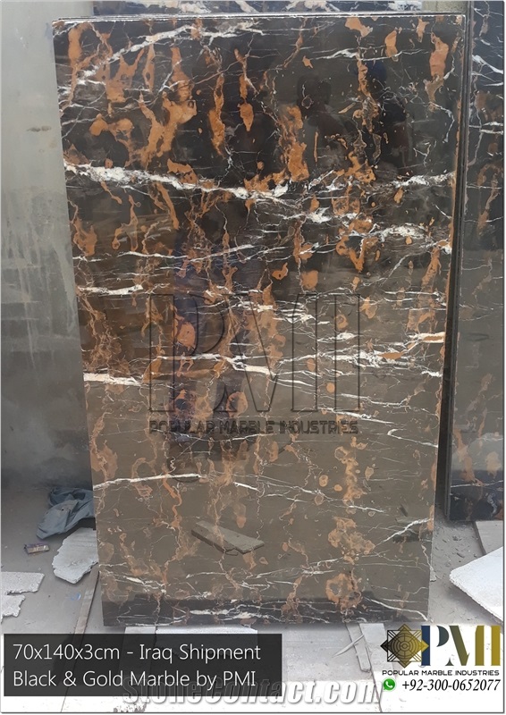 Black and Gold Marble Flooring Tile Pakistan