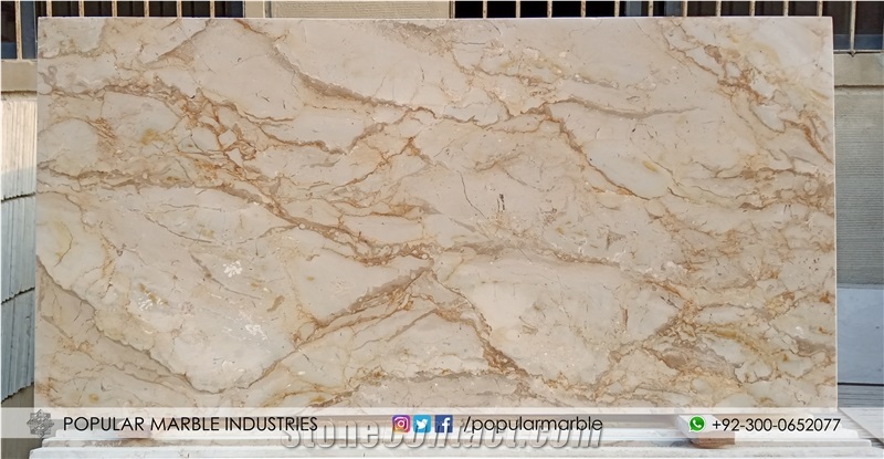 Fancy Beige Marble Slabs, Tiles from Pakistan