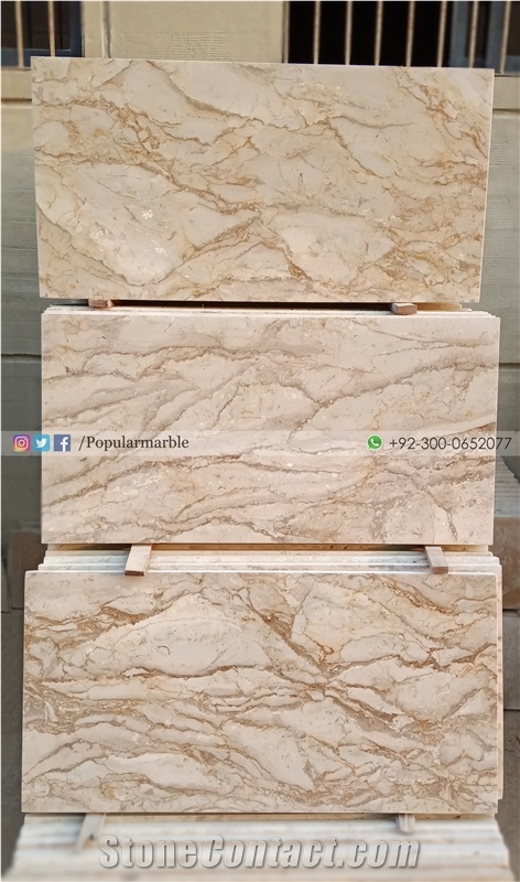Fancy Beige Marble Slabs, Tiles from Pakistan