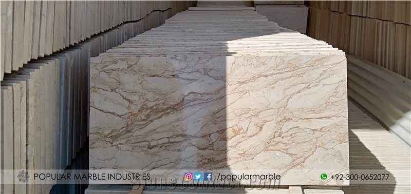 Fancy Beige Marble Slabs, Tiles from Pakistan