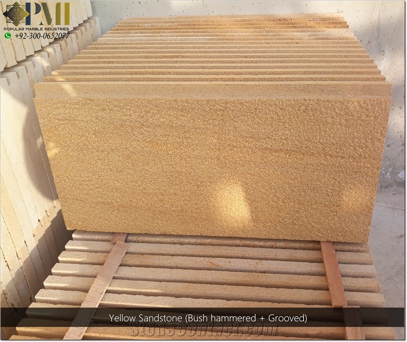 Light Yellow Sandstone Tiles Honed & Bush Hammered
