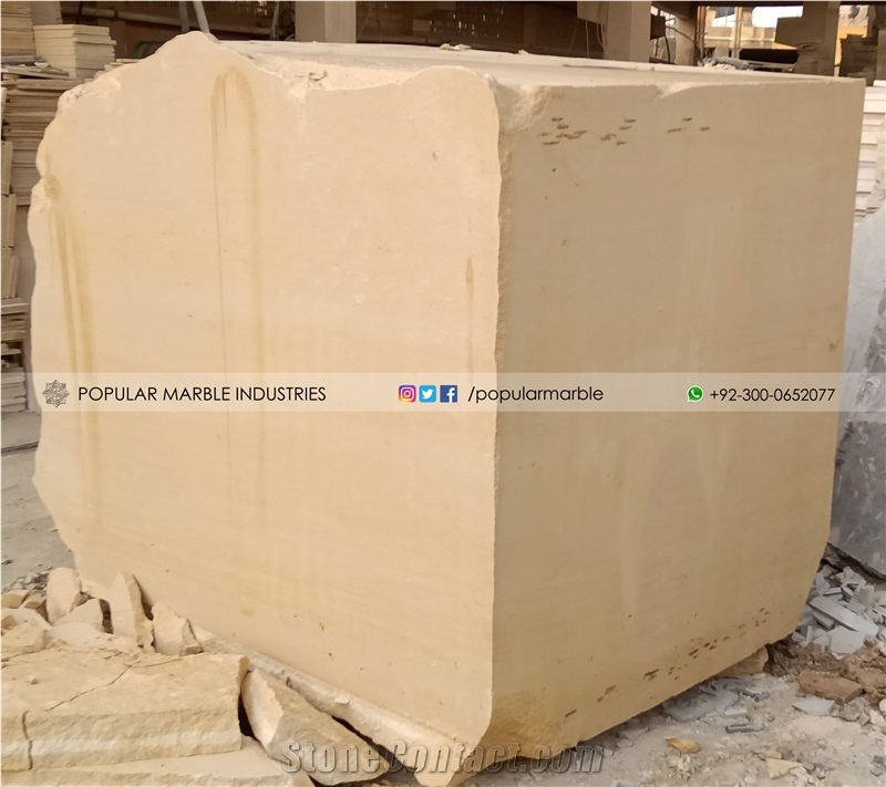 Sunset Beige Limestone Blocks from Pakistan