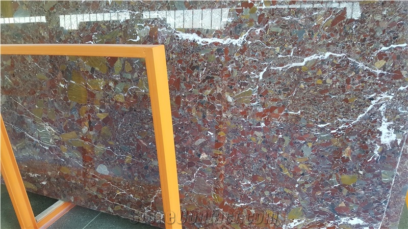 Red Conglomerate Marble Slabs