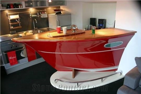 Custom Restaurant Boat Shape Bar Countertops